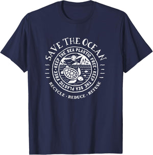 Ocean Conservancy - Please Keep Sea Plastic Free T-Shirt - T-Shirt | Navy
