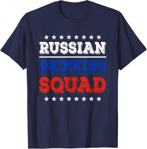 Russian Drinking Squad Russia Flag Funny Drinking T-Shirt - T-Shirt | Navy