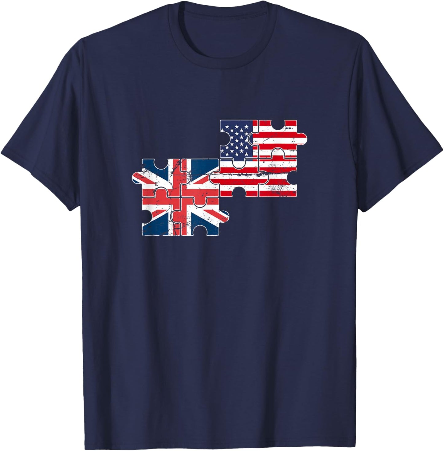 USA UK Vintage Flag British American T-Shirt - T-Shirt | Navy