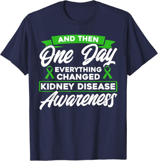 Kidney Disease Awareness Month Everything has changed kidney disease awareness - Women's Black Modern Bow Collarless Short Sleeve - Small T-Shirt - T-Shirt | Navy