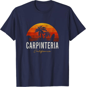 Carpinteria Beach California Palms Vacation Surf Sundown T-Shirt - T-Shirt | Navy