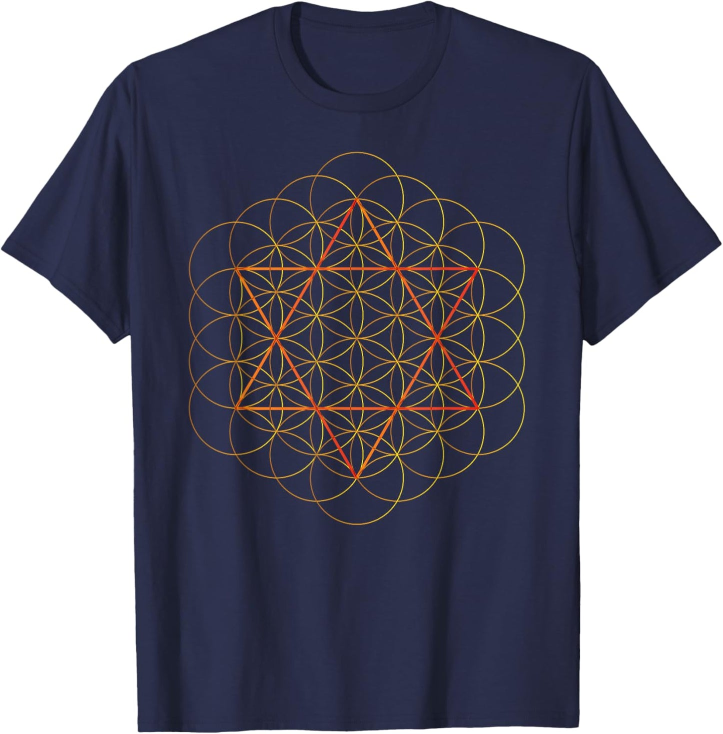 Sacred Geometry ArtFlower Of Life David Star T-Shirt - T-Shirt | Navy