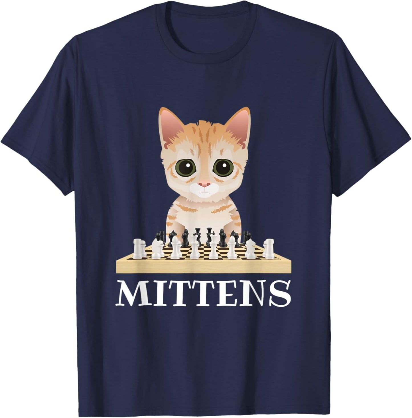 Mittens Cat Playing Chess Game Women T-Shirt - T-Shirt | Navy