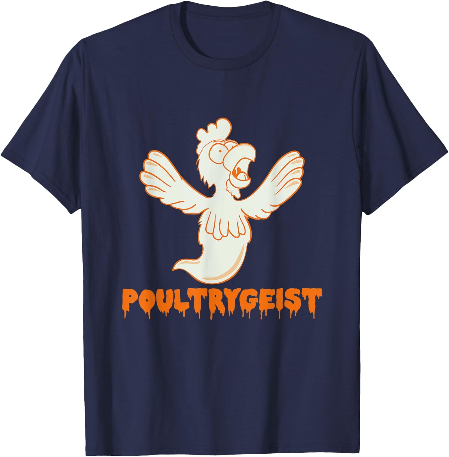 Poultrygeist Funny Chicken Ghost Pun T-Shirt - T-Shirt | Navy