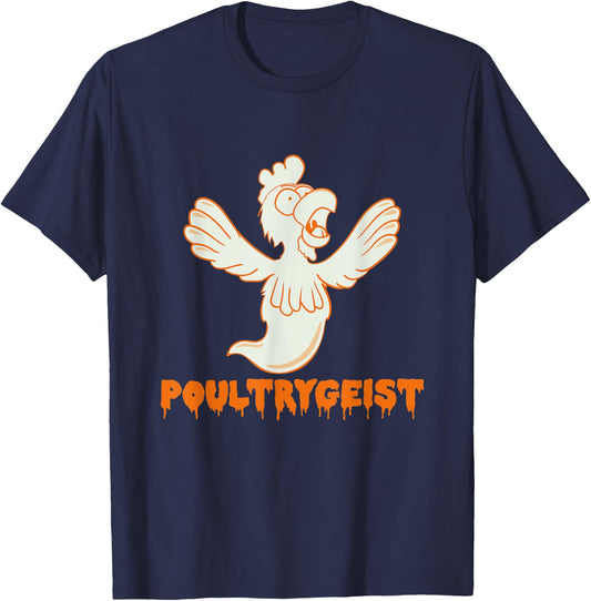 Poultrygeist Funny Chicken Ghost Pun T-Shirt - T-Shirt | Navy