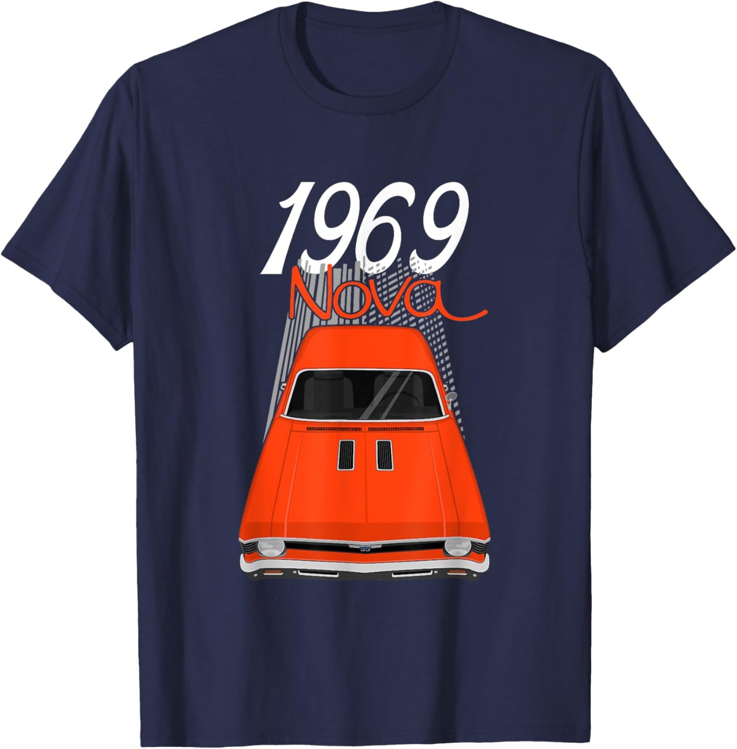 1969 69 Chevys Nova 2 Classic Car Old School Muscle Car T-Shirt - T-Shirt | Navy