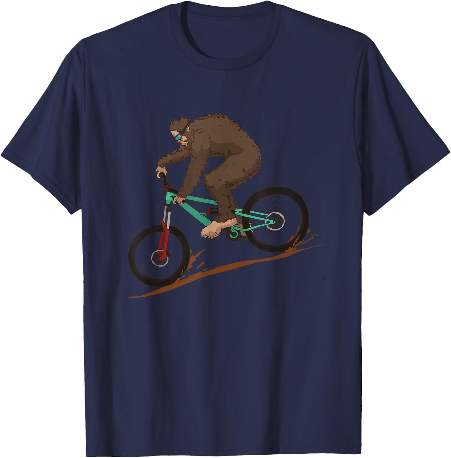 Funny Bigfoot Mountain Bike Downhill MTB Mountain Biking T-Shirt - T-Shirt | Navy