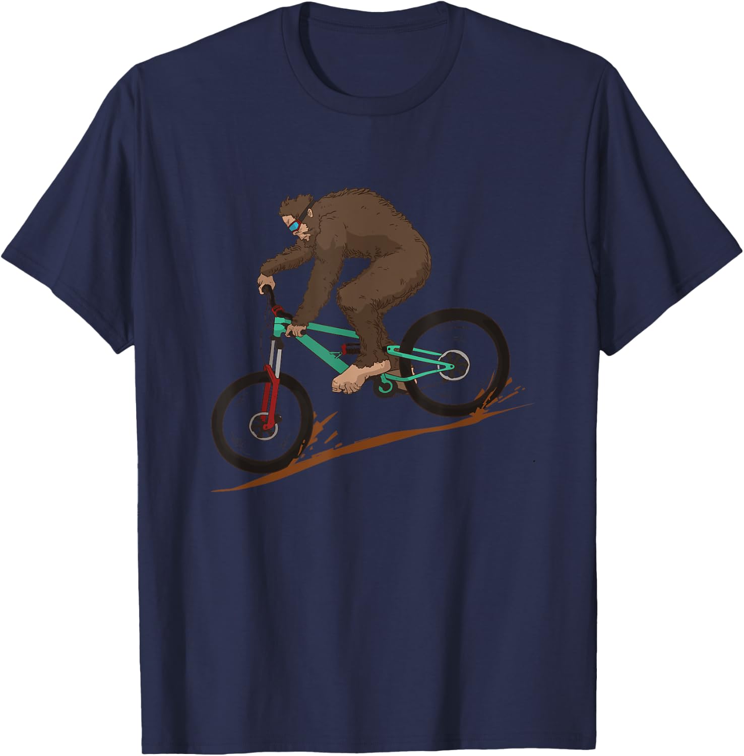 Funny Bigfoot Mountain Bike Downhill MTB Mountain Biking T-Shirt - T-Shirt | Navy