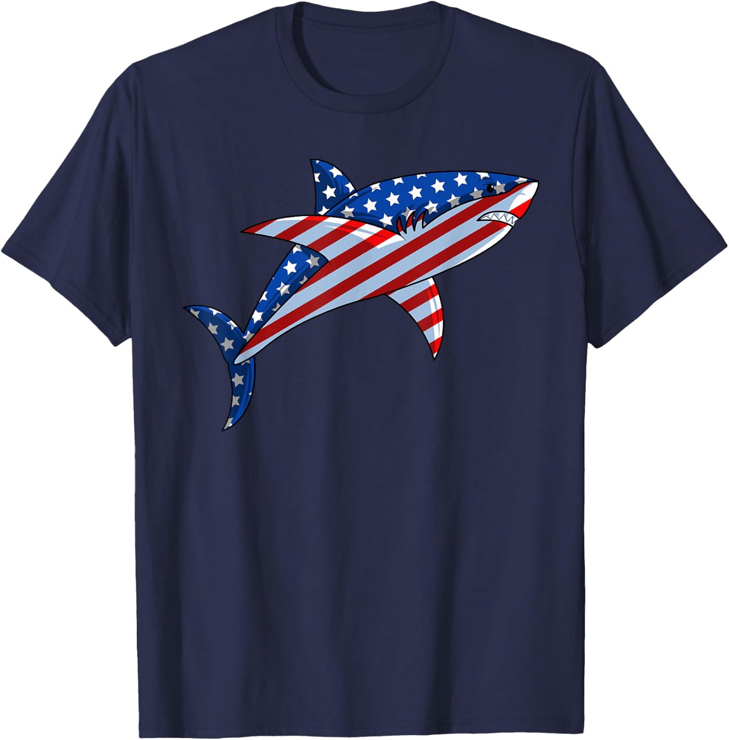 Shark American Flag | Jawsome 4th Of July Kids Boys T-Shirt - T-Shirt | Navy