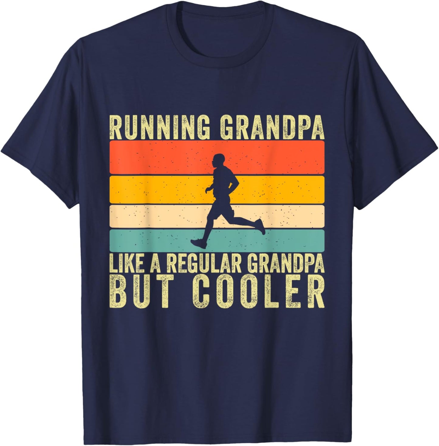 Running Grandpa Father Day Design Runner Grandfather T-Shirt - T-Shirt | Navy
