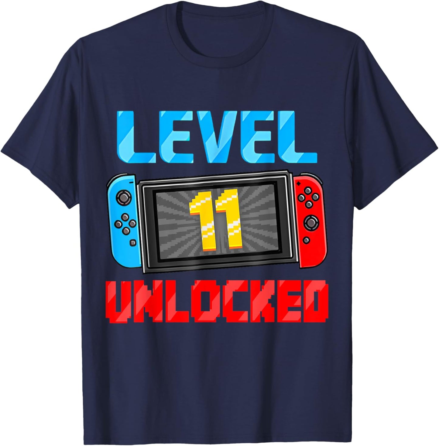 Level 11 Unlocked Gamer 11th Birthday Gift Video Game Boys T-Shirt - T-Shirt | Navy