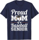 Proud Mom Of A Baseball Senior 2025 T-Shirt - T-Shirt | Navy