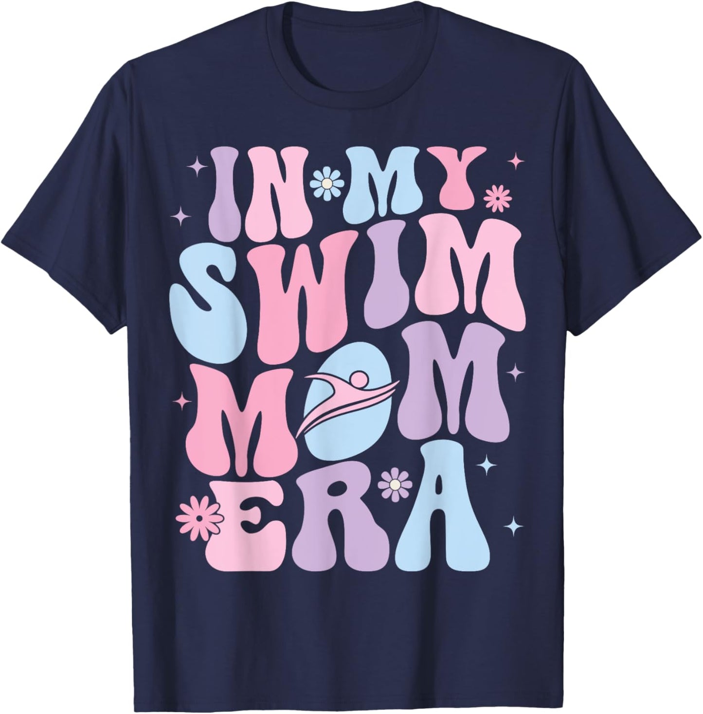 In My Swim Mom Era Groovy Swimming Swimmer Mom T-Shirt - T-Shirt | Navy