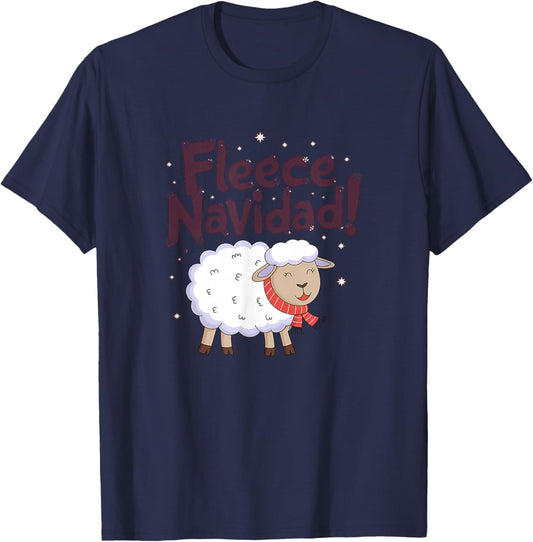 Fleece Navidad Funny Christmas Sheep Festive T-Shirt - T-Shirt | Navy