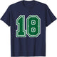 Number #18 Green Sport Varsity Number T-Shirt - T-Shirt | Navy