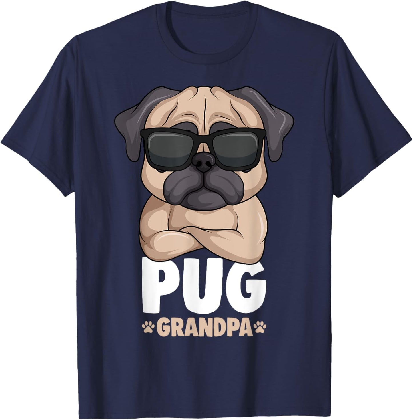 Pug Grandpa Dog T-Shirt - T-Shirt | Navy