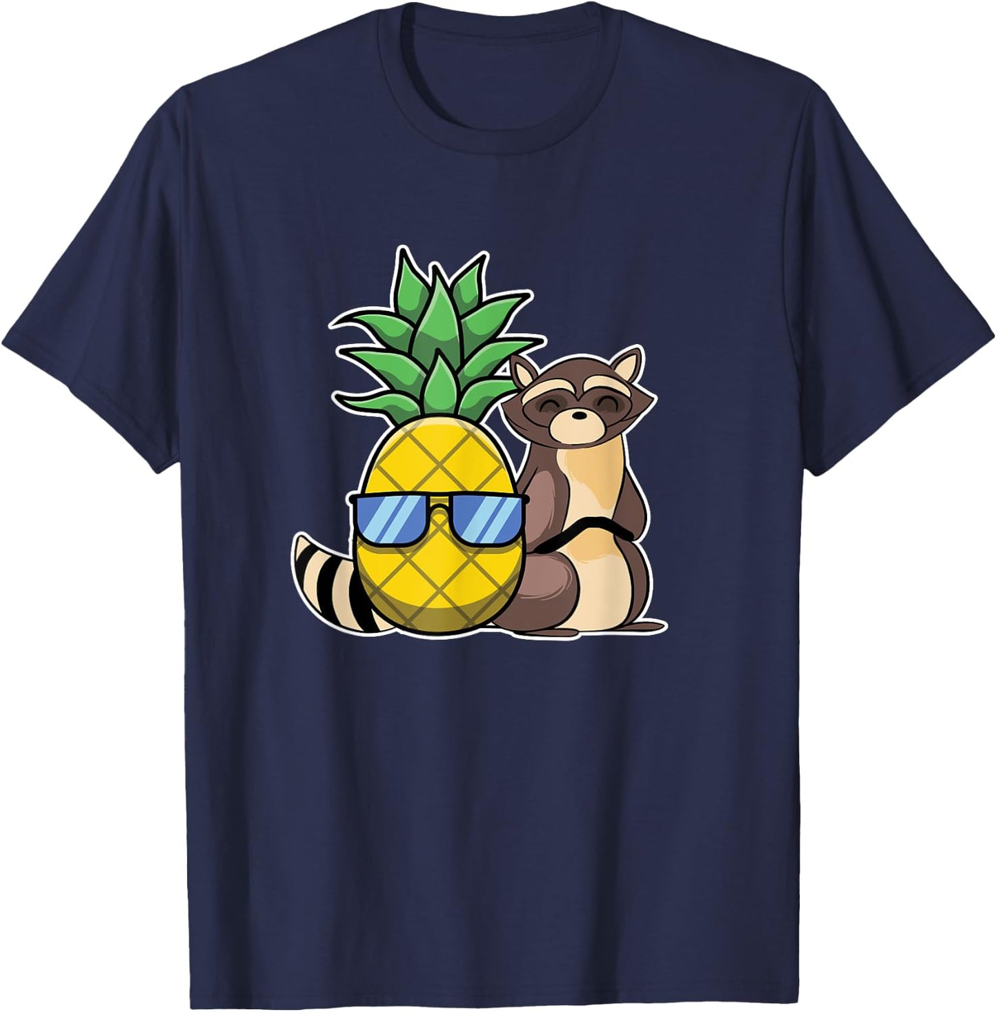 Pineapple Aloha Beaches Hawaii Raccoon Gift - Racoon Women Kids T-Shirt - T-Shirt | Navy