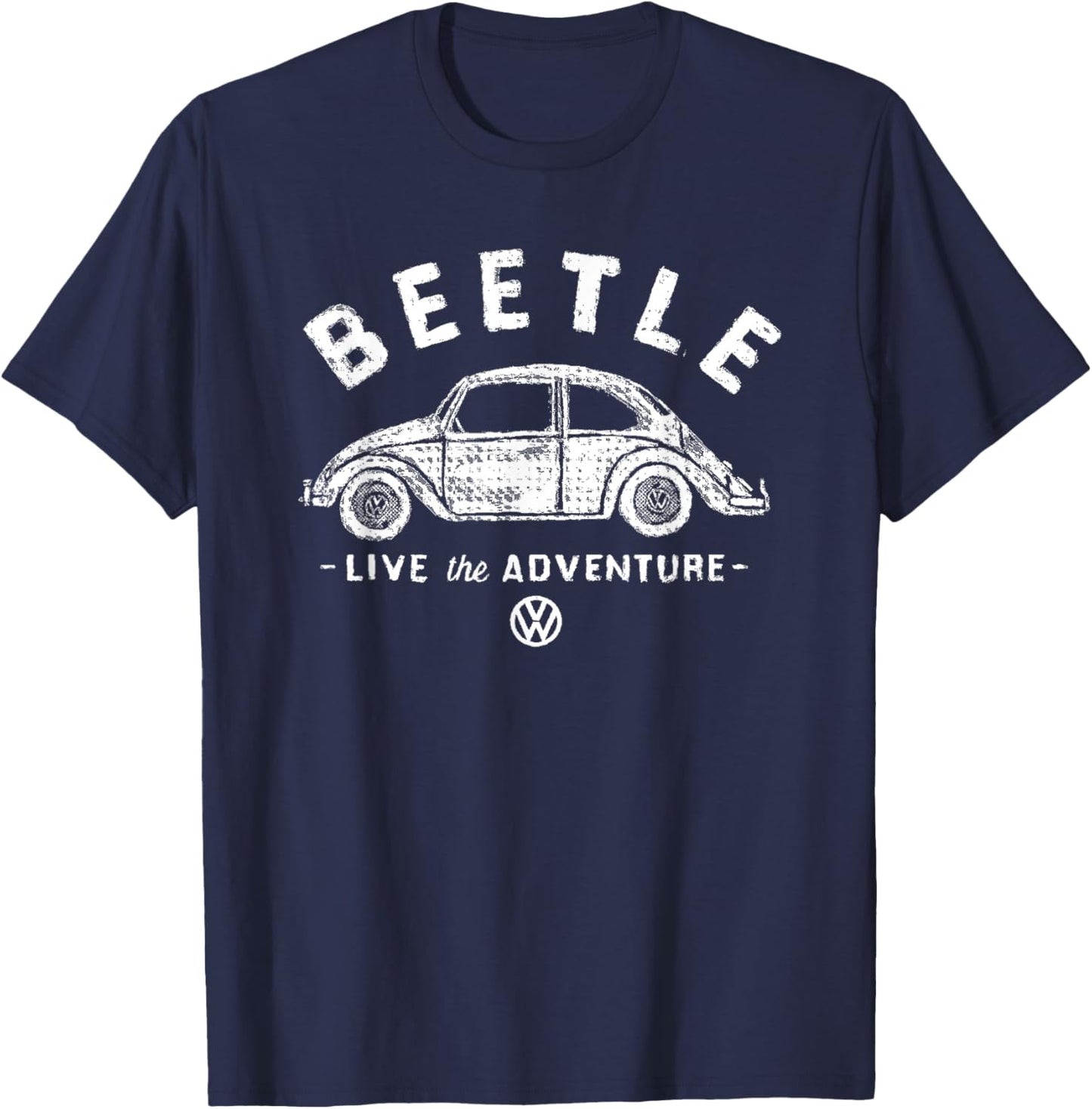 Volkswagen Beetle White Live The Adventure T-Shirt - T-Shirt | Navy