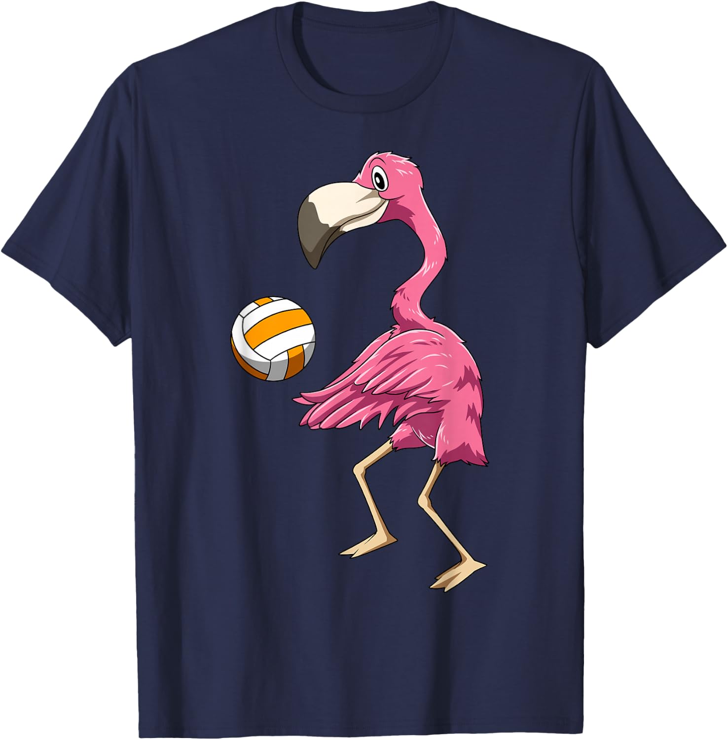 Flamingo Volleyball Flamingo Playing Volleyball Flamingo T-Shirt - T-Shirt | Navy