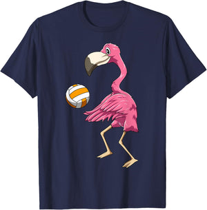 Flamingo Volleyball Flamingo Playing Volleyball Flamingo T-Shirt - T-Shirt | Navy