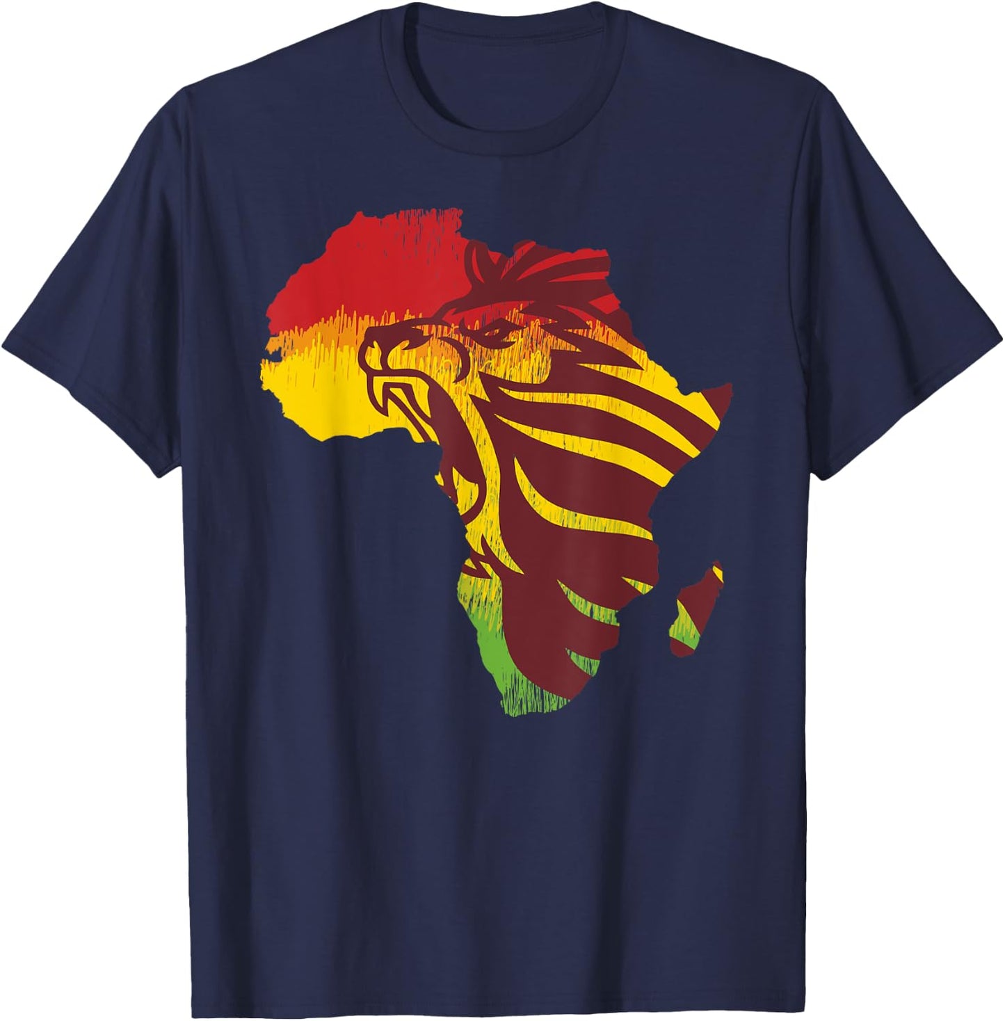 Roar Africa Map Lion Face Reggae Rasta Gift Design design T-Shirt - T-Shirt | Navy