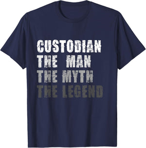 Custodian Man Myth Legend T-Shirt - T-Shirt | Navy