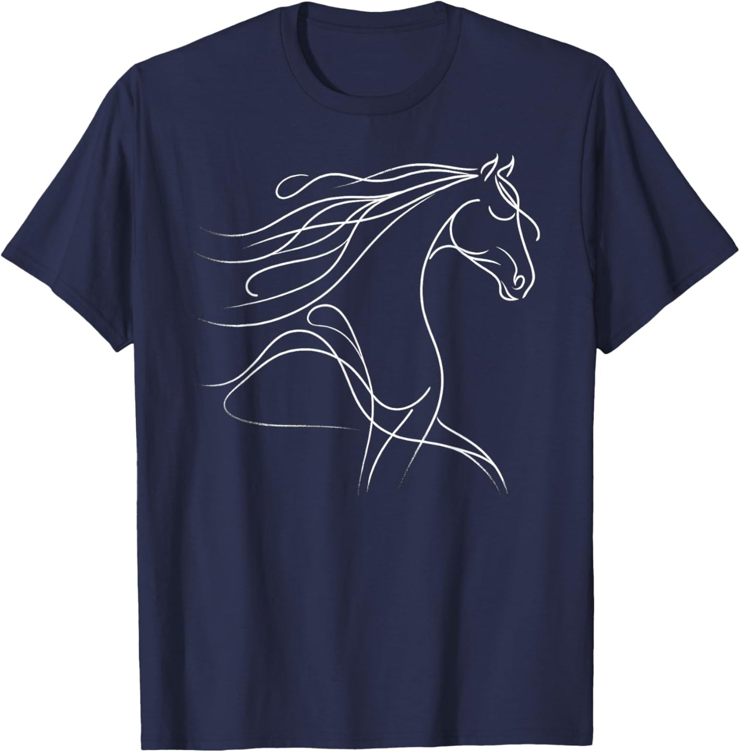 Majestic Horse Line Sketch T-Shirt - T-Shirt | Navy