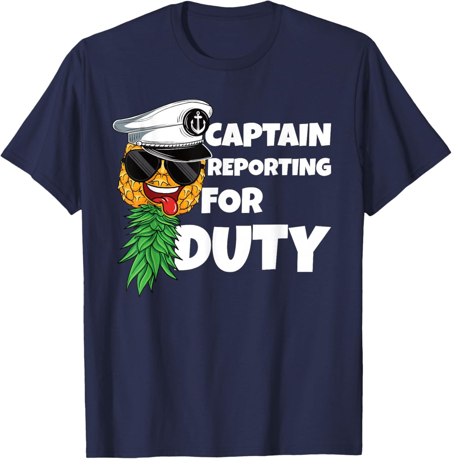 Captain Reporting For Duty Upside Down Pineapple Swinger Men T-Shirt - T-Shirt | Navy
