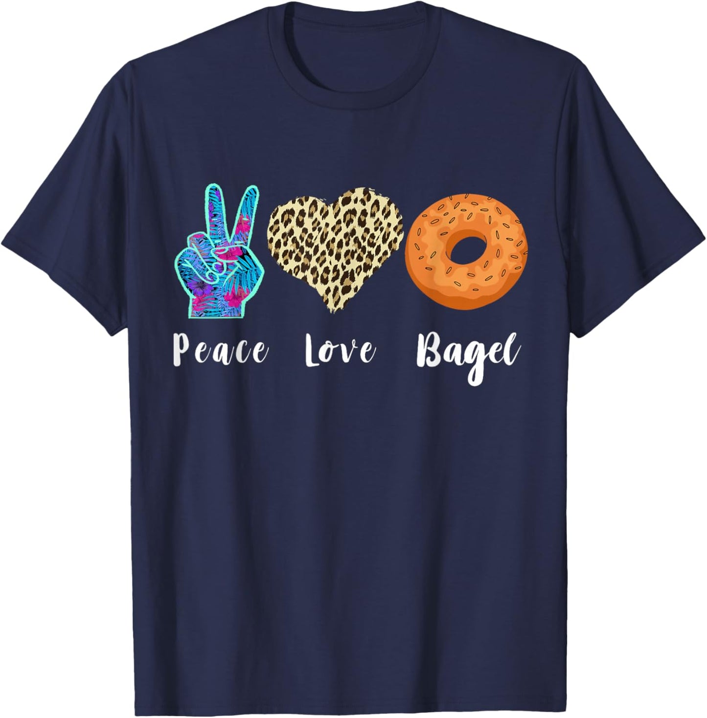 Bagel Love Peace Bagels Baker Dough Baking Bagel Lover T-Shirt - T-Shirt | Navy