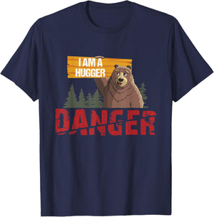 Cute Bear Gifts - Danger I Am a Hugger - Bears Hug Gift T-Shirt - T-Shirt | Navy