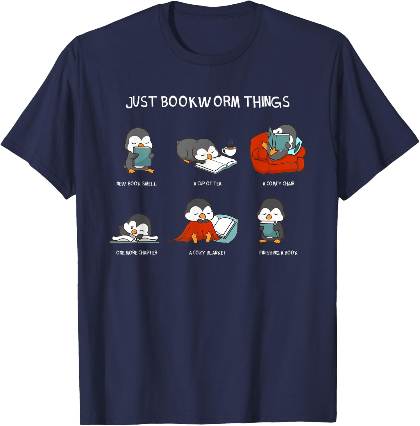 Just Bookworm Things Nerd Book Reading Books Reader Penguin T-Shirt - T-Shirt | Navy
