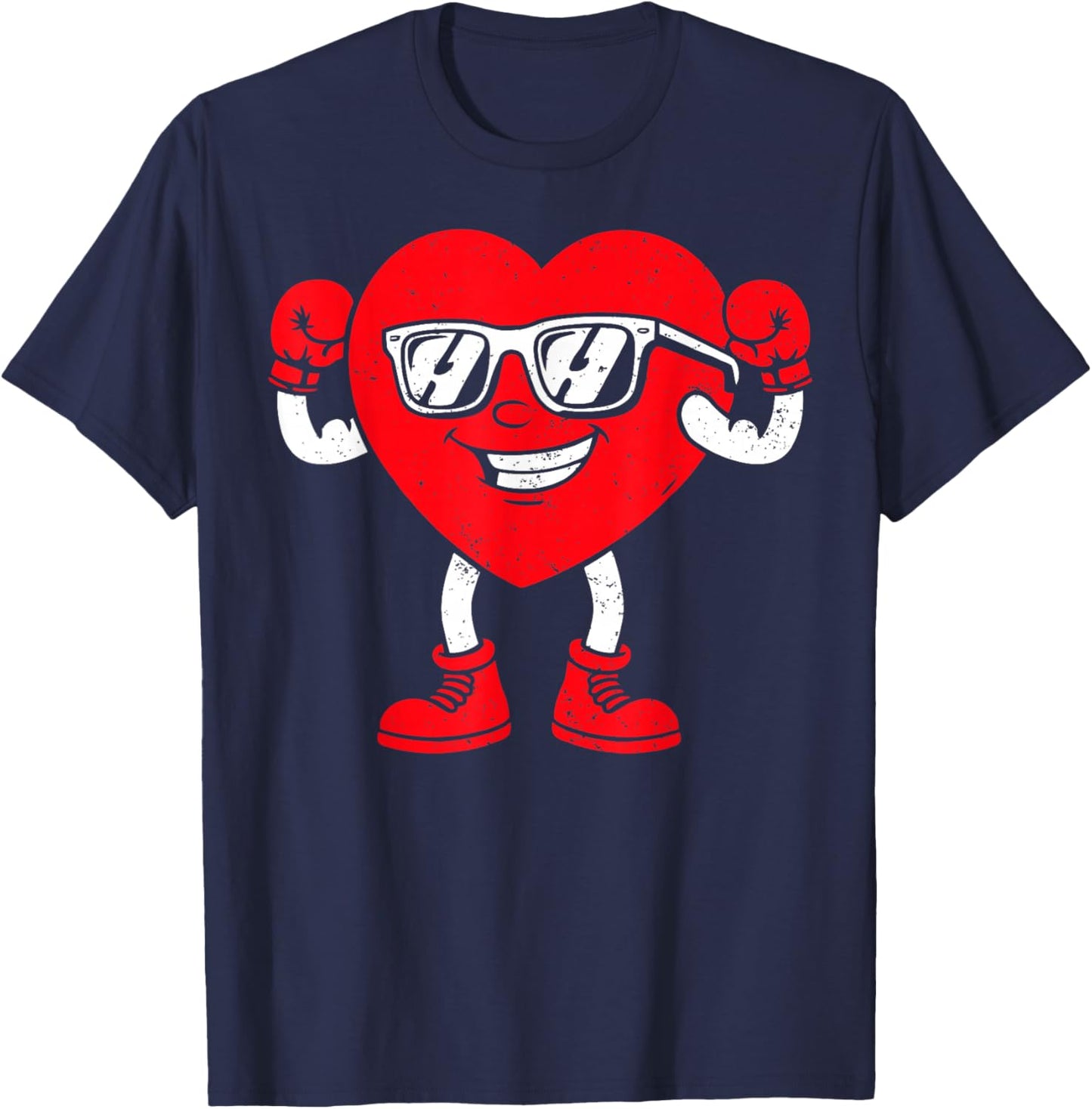 Happy Valentines Day Boxing Heart Matching Couples T-Shirt - T-Shirt | Navy