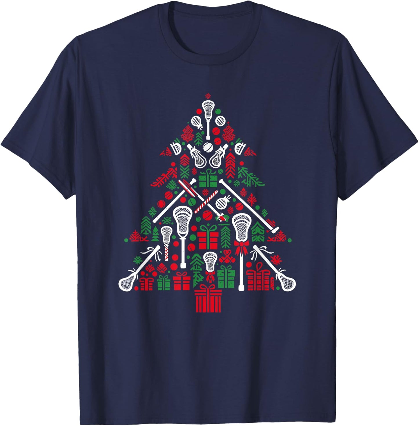 Funny Lacrosse Christmas Tree Player Kids T-Shirt - T-Shirt | Navy