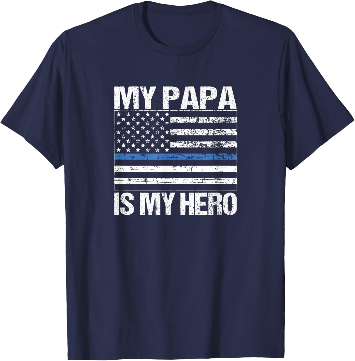 My Papa Hero Police Officer Grandson Granddaughter T-Shirt - T-Shirt | Navy