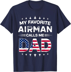 My Favorite Airman Calls Me Dad Retro Father's Day T-Shirt - T-Shirt | Navy