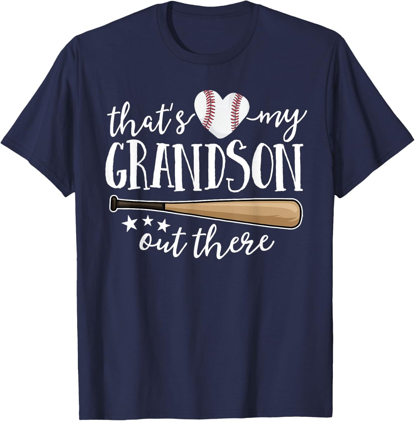 That's My Grandson Out There Gift Women Baseball Grandma T-Shirt - T-Shirt | Navy