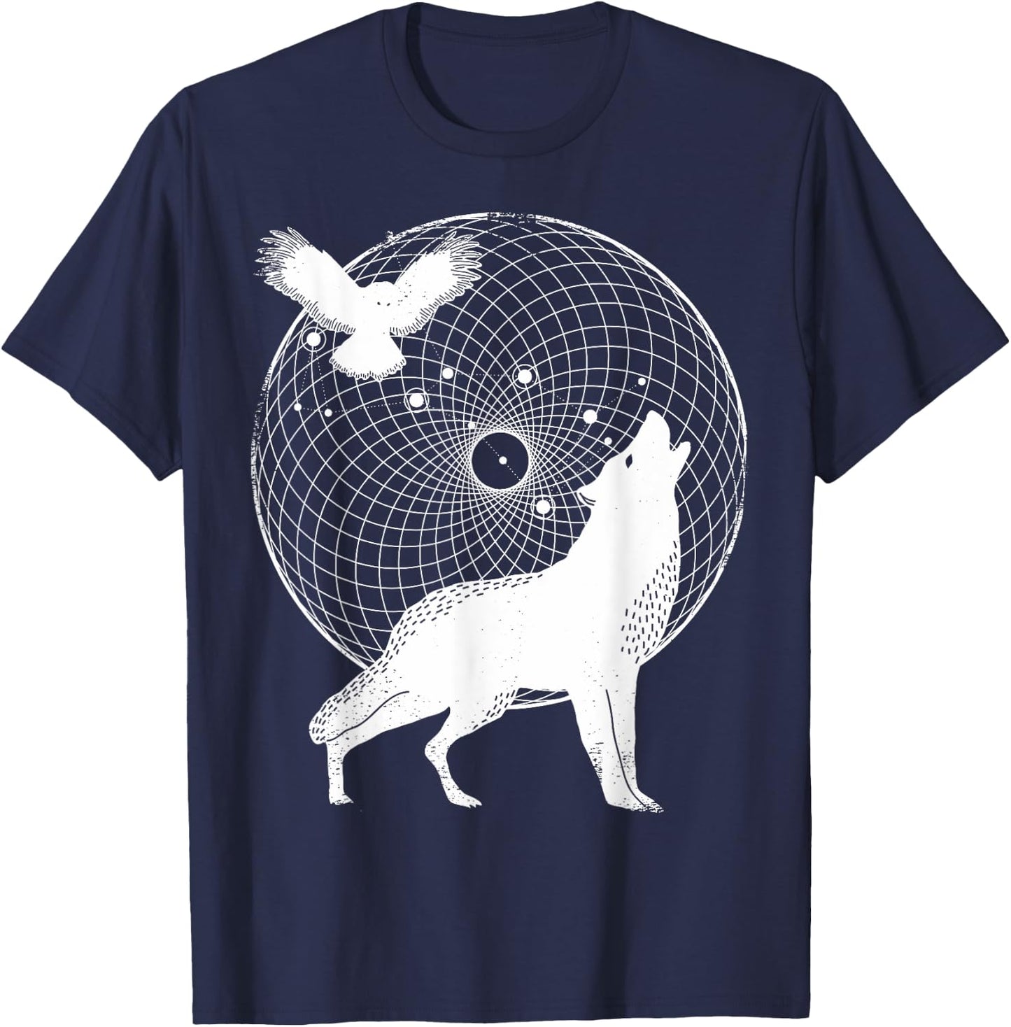 The Dharma Store - Torus Wolf - Sacred Geometry T-Shirt - T-Shirt | Navy