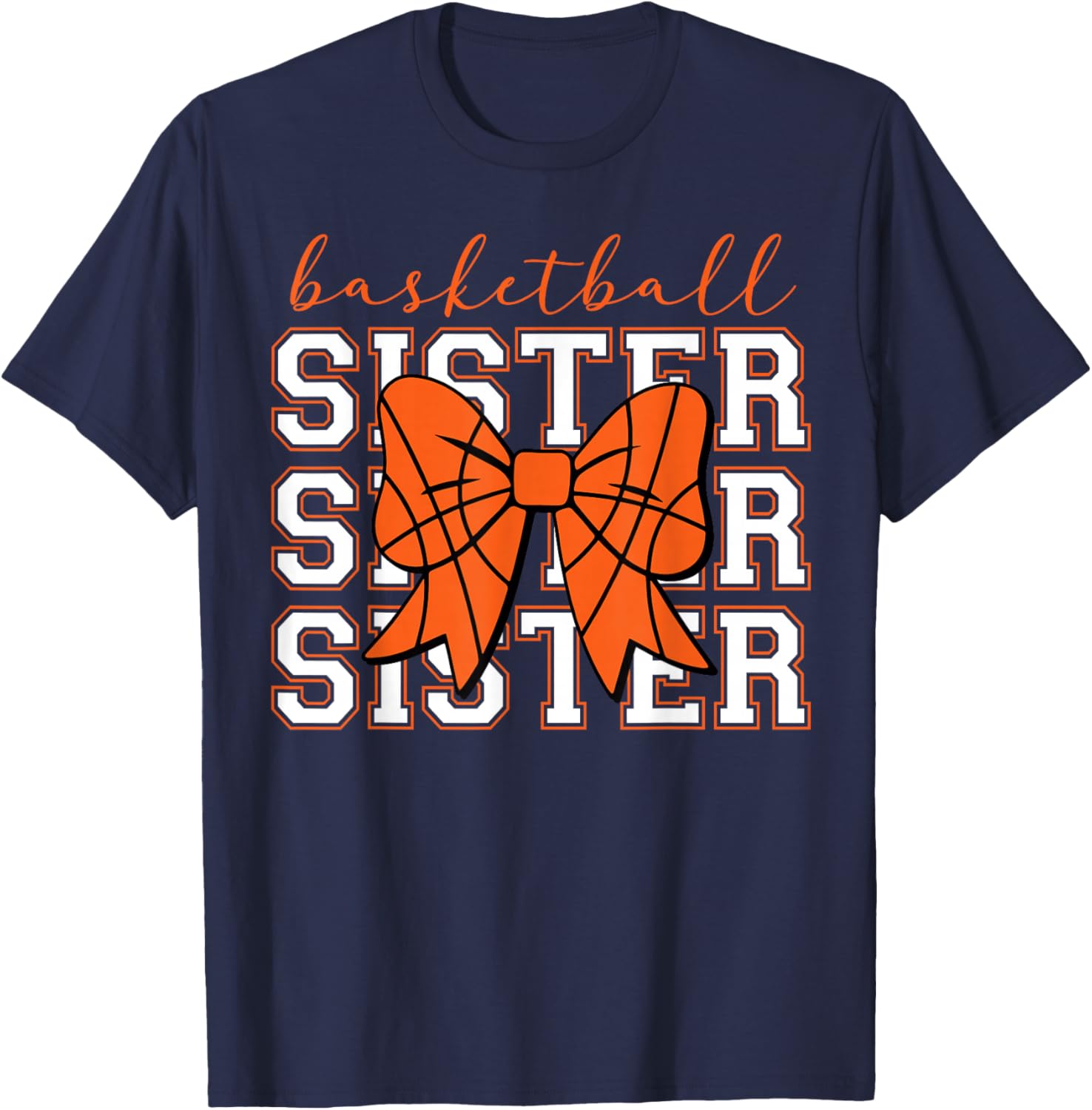 Basketball Sister Vintage Sport Lover Sister Mothers Da T-Shirt - T-Shirt | Navy