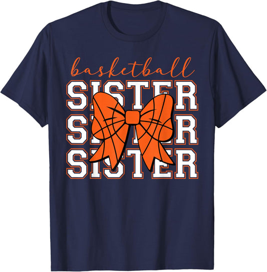 Basketball Sister Vintage Sport Lover Sister Mothers Da T-Shirt - T-Shirt | Navy