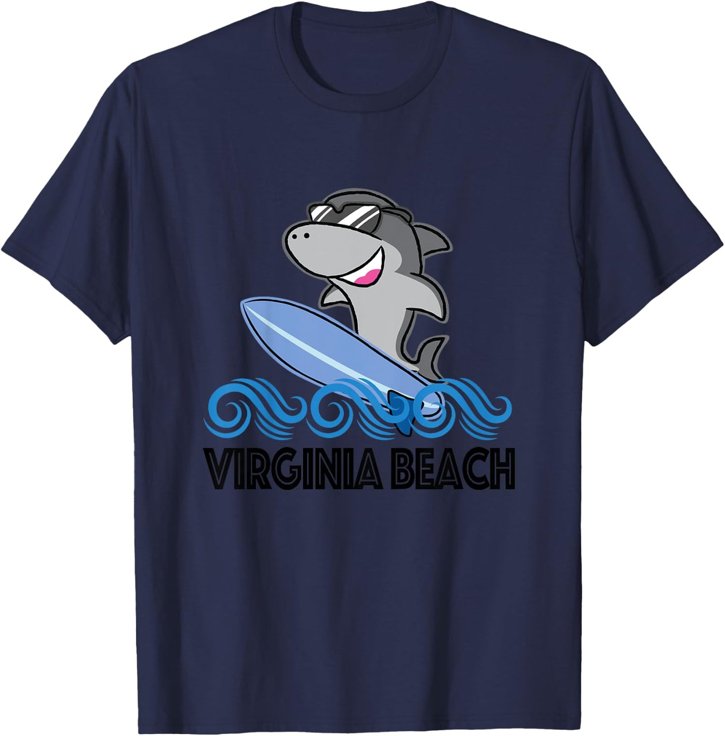 Virginia Beach VA Funny Shark Girls Kids T-Shirt - T-Shirt | Navy
