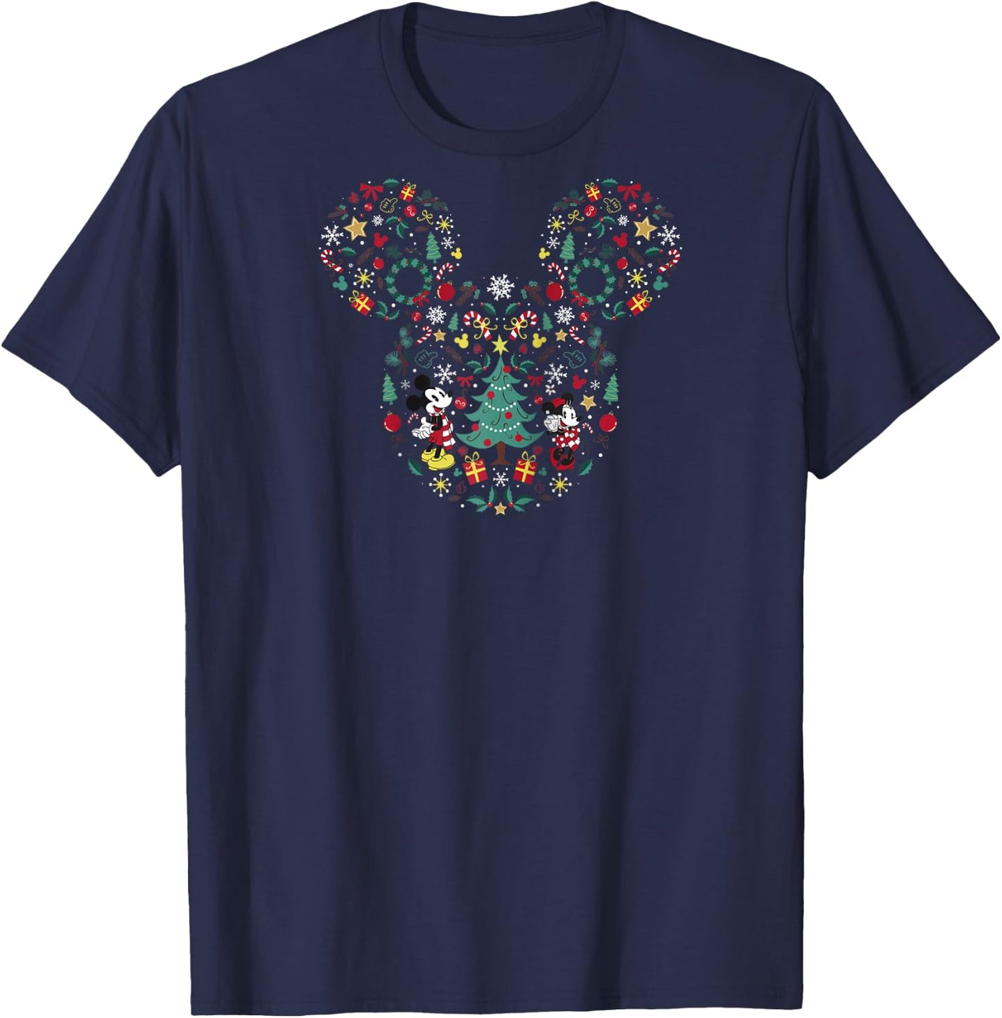 Disney Mickey and Friends Christmas Icon Mix Mouse Ears Raglan Baseball T-Shirt - T-Shirt | Navy