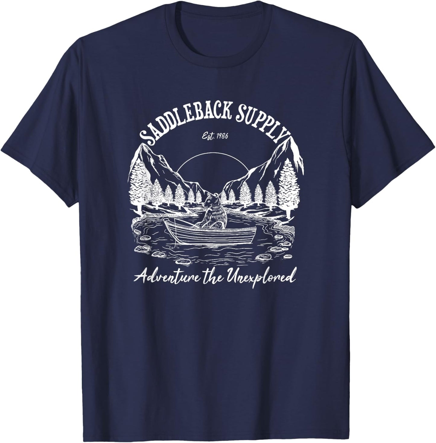 Saddleback Fishing Bear Logo Western Graphic T-Shirt - T-Shirt | Navy