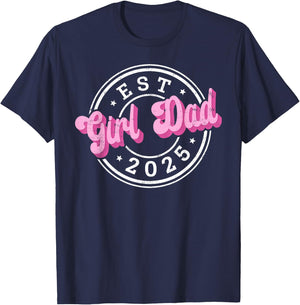 Girl Dad Fathers Day Dad Daughter, Dad of Girls Outnumbered T-Shirt - T-Shirt | Navy