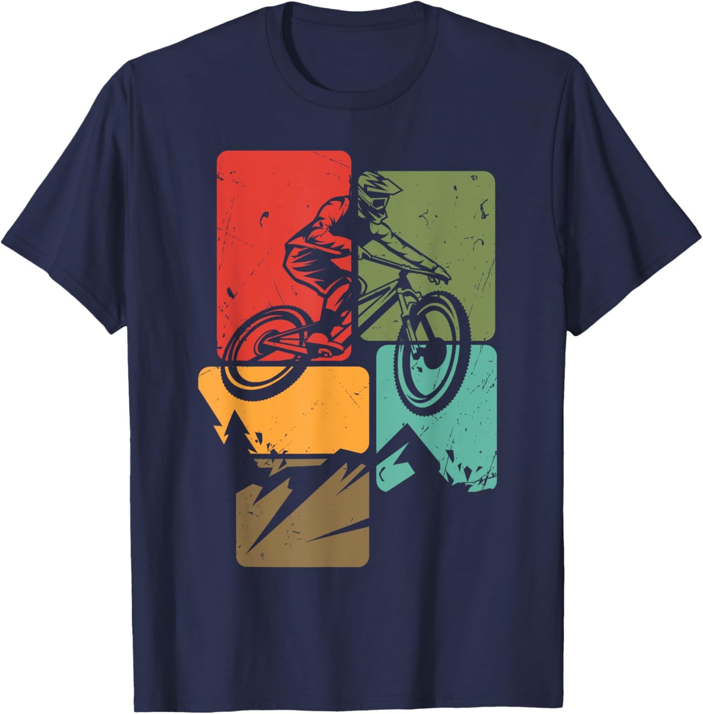 MTB for Mountain Biker | Retro Mountain Bike T-Shirt - T-Shirt | Navy