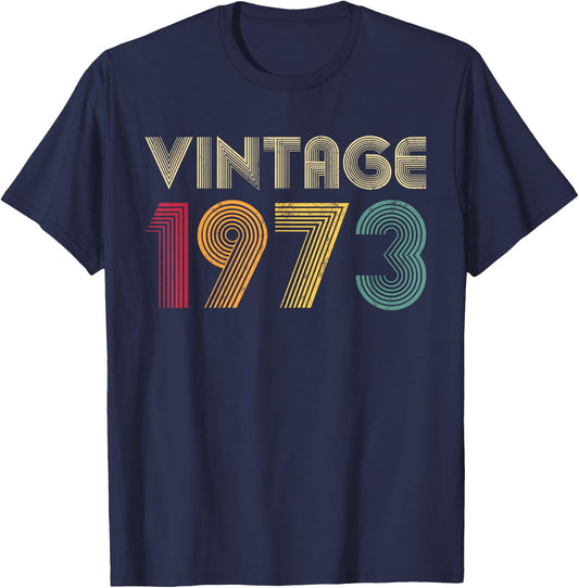 Vintage 1973 50 Years Old Retro 50th Birthday T-Shirt - T-Shirt | Navy