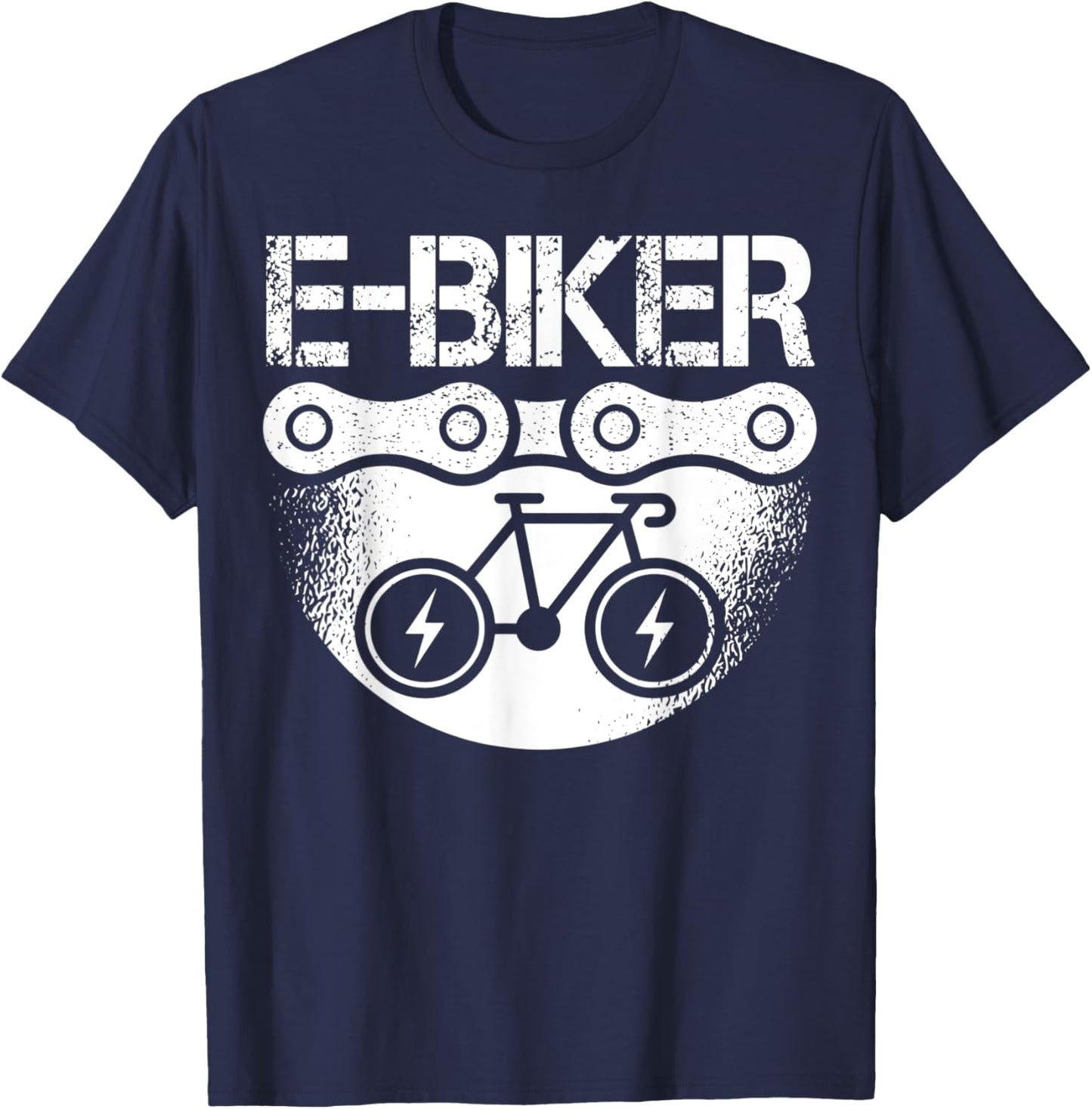 Electric Bicycle E-Biker Cyclist Biker Motorycle Cycling T-Shirt - T-Shirt | Navy