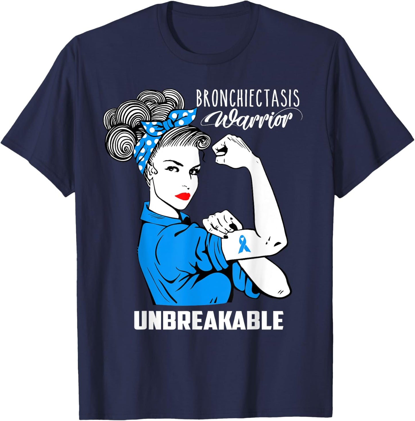 Bronchiectasis Warrior Unbreakable Shirt Awareness Gift T-Shirt - T-Shirt | Navy