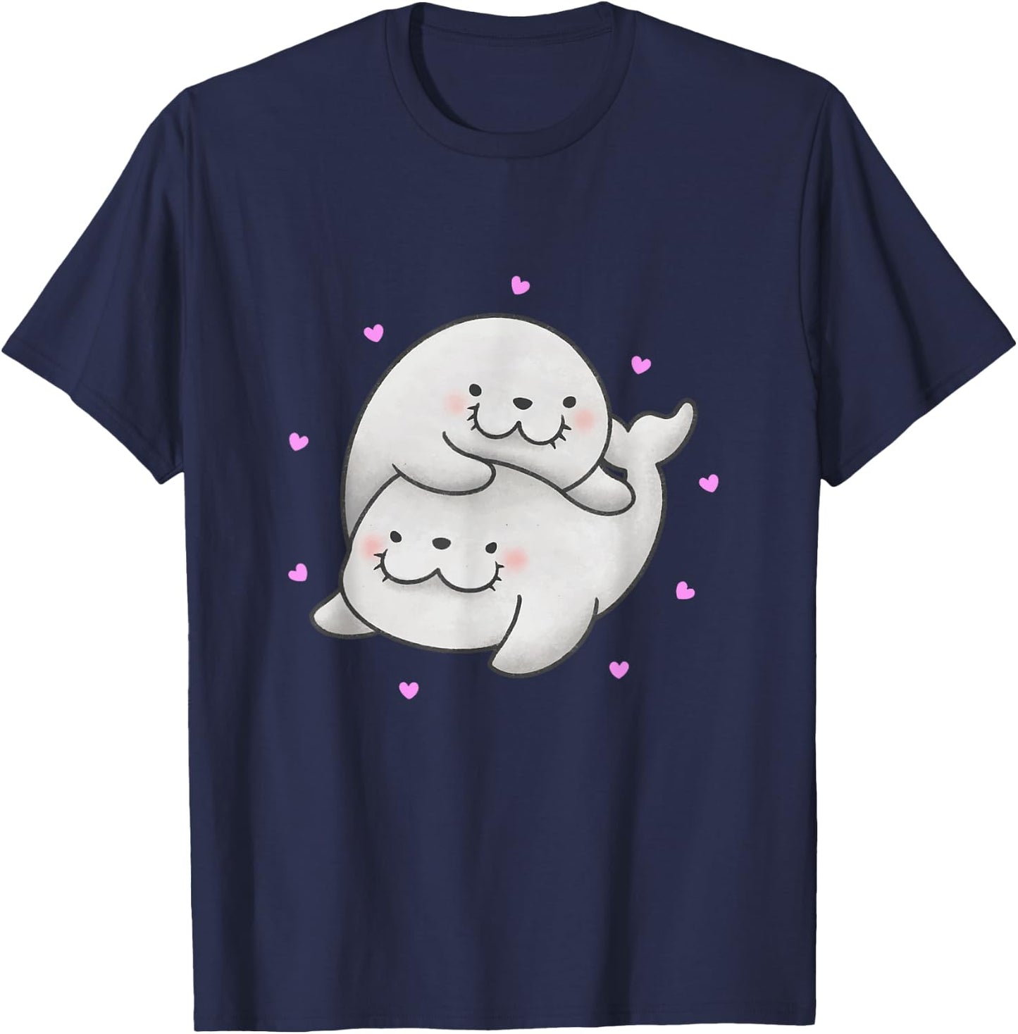 Cute Baby Harp Seal couple Sea Animals lover Gift T-Shirt - T-Shirt | Navy