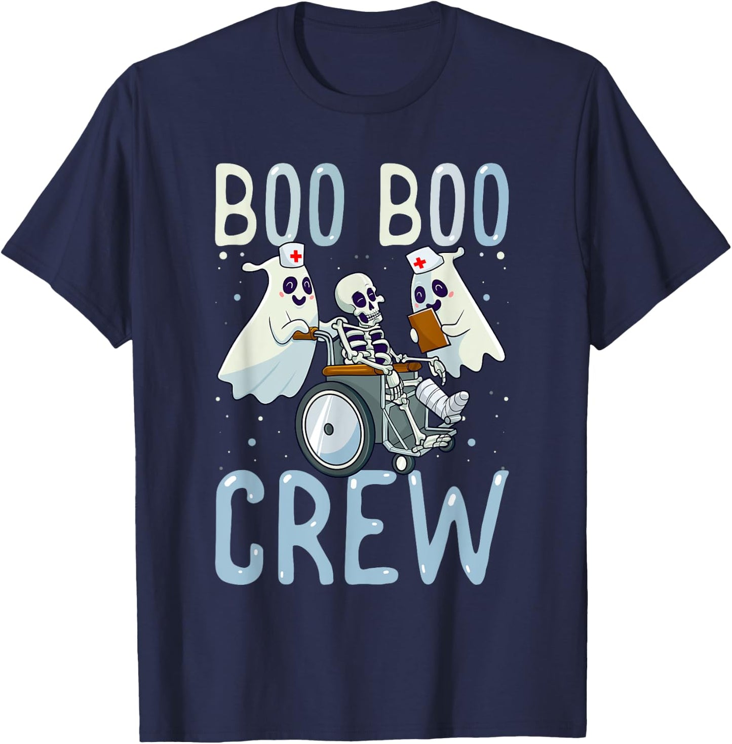 Boo Boo Crew Ghost Doctor Paramedic EMT Nurse Halloween T-Shirt - T-Shirt | Navy
