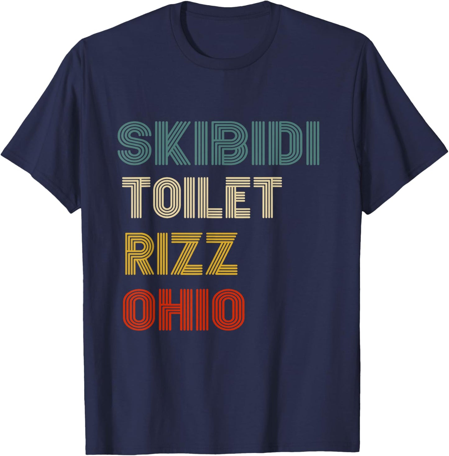 Funny Rizzler Ohio Skibidi Toilet Rizz - Black, -Adults, Short Sleeve, , Gaming Slang, School, Fun T-Shirt - T-Shirt | Navy